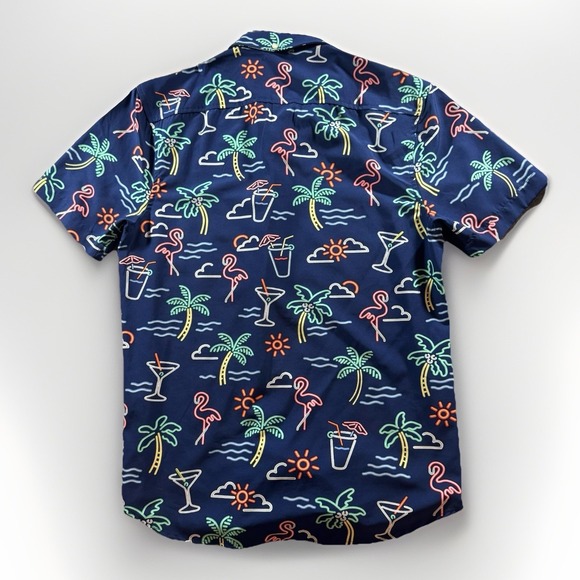Chubbies Shirt M Navy Blue Button Down The Neon Lights Friday Performance Frat - Picture 2 of 7